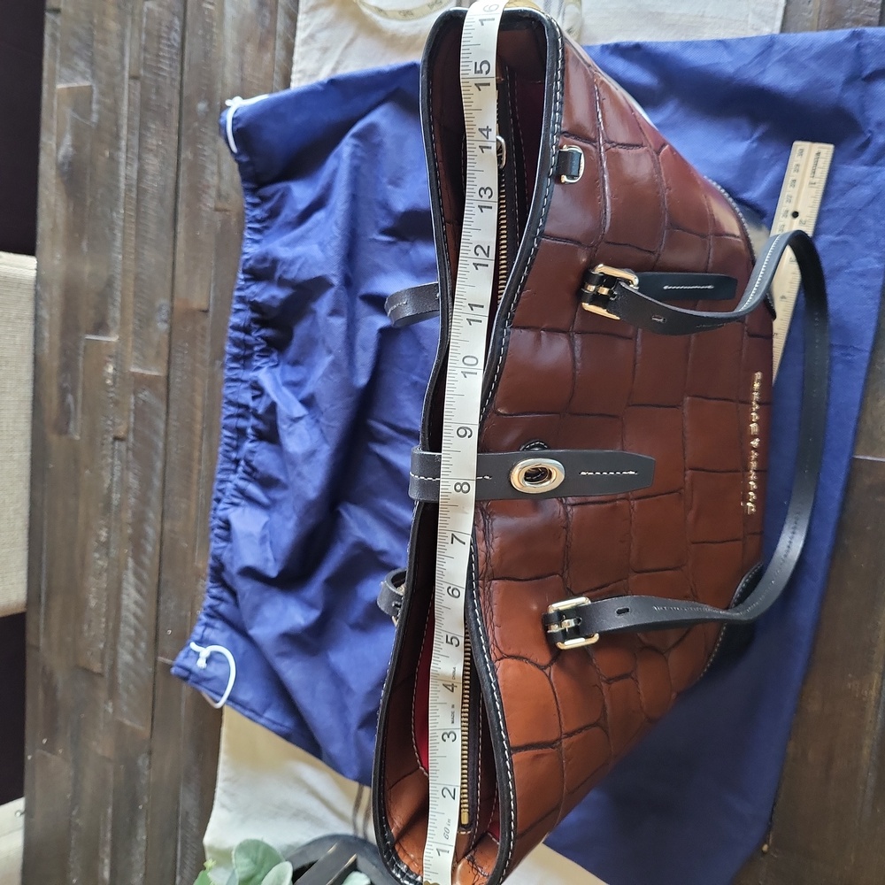 Dooney & Bourke Croc-Embossed Cognac and Black Dover Tote - Picture 12 of 13